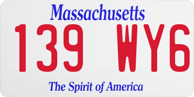 MA license plate 139WY6