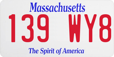 MA license plate 139WY8