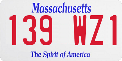 MA license plate 139WZ1