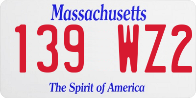 MA license plate 139WZ2