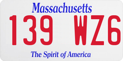 MA license plate 139WZ6