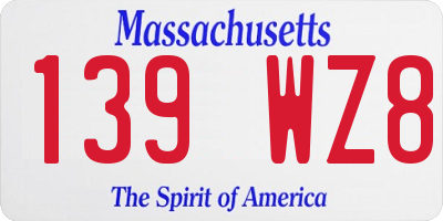 MA license plate 139WZ8