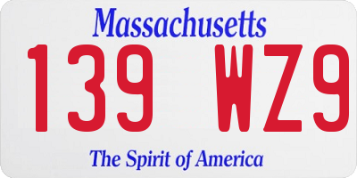 MA license plate 139WZ9
