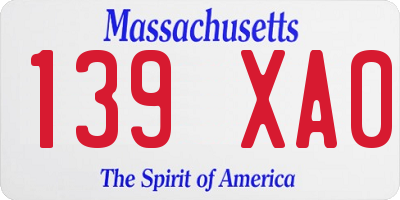 MA license plate 139XA0