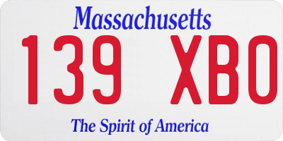 MA license plate 139XB0