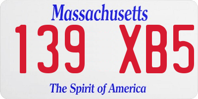 MA license plate 139XB5