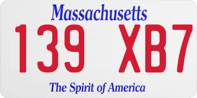 MA license plate 139XB7