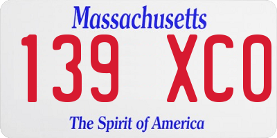 MA license plate 139XC0