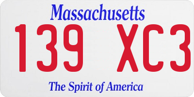 MA license plate 139XC3