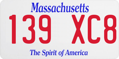 MA license plate 139XC8