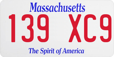 MA license plate 139XC9