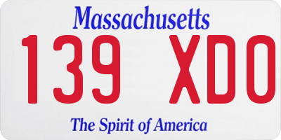 MA license plate 139XD0