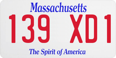 MA license plate 139XD1