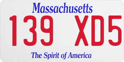 MA license plate 139XD5