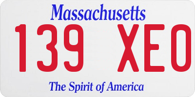 MA license plate 139XE0