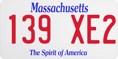 MA license plate 139XE2