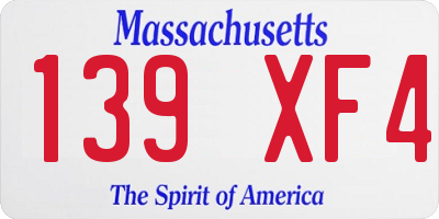 MA license plate 139XF4
