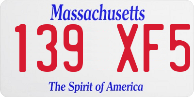 MA license plate 139XF5