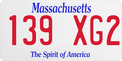 MA license plate 139XG2