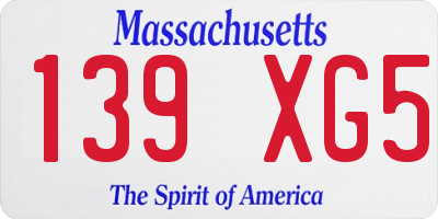 MA license plate 139XG5