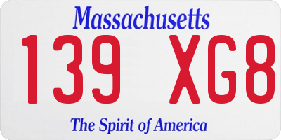 MA license plate 139XG8