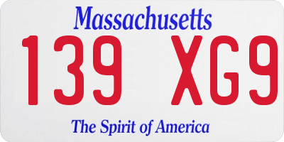 MA license plate 139XG9