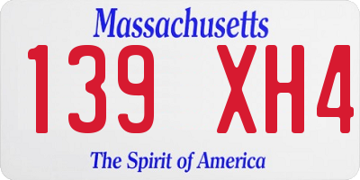 MA license plate 139XH4