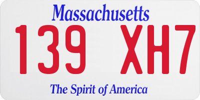 MA license plate 139XH7