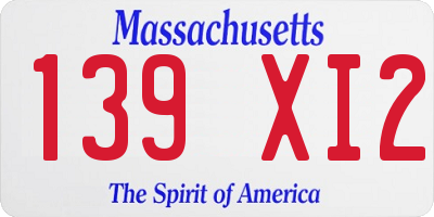 MA license plate 139XI2