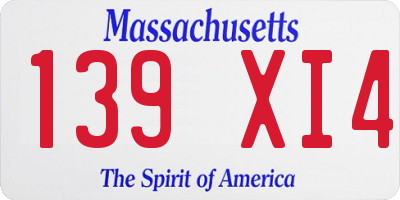 MA license plate 139XI4