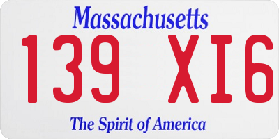MA license plate 139XI6