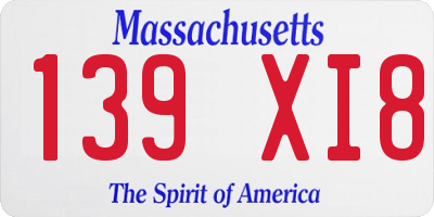 MA license plate 139XI8