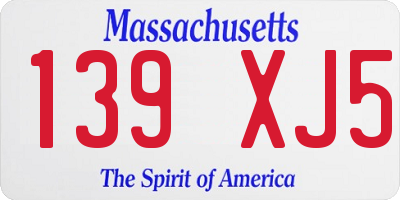 MA license plate 139XJ5
