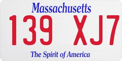 MA license plate 139XJ7