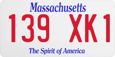 MA license plate 139XK1