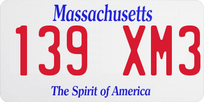 MA license plate 139XM3