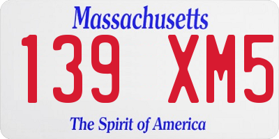MA license plate 139XM5
