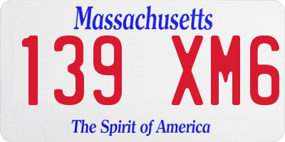 MA license plate 139XM6