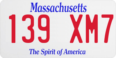MA license plate 139XM7