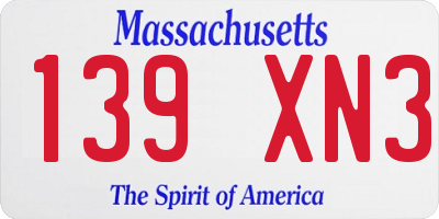 MA license plate 139XN3