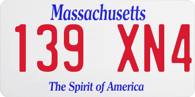 MA license plate 139XN4