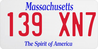MA license plate 139XN7