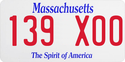 MA license plate 139XO0