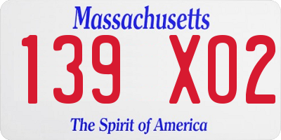 MA license plate 139XO2