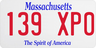 MA license plate 139XP0