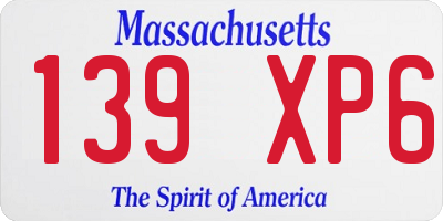 MA license plate 139XP6