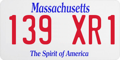 MA license plate 139XR1