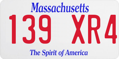 MA license plate 139XR4