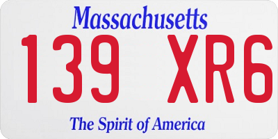 MA license plate 139XR6