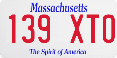 MA license plate 139XT0